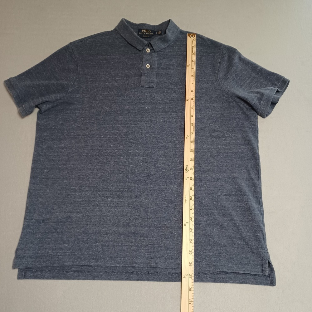 Polo Ralph Lauren Mens Classic Fit Blue Heather Short Sleeve Polo Shirt Large - Picture 4 of 11